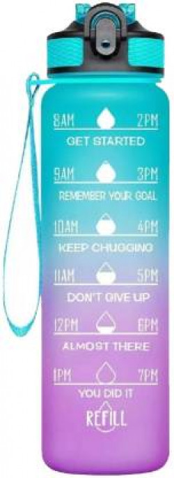 Duminas Unbreakable Water Bottle 1 L with Motivational Time Marker, , 1000 ml Bottle(Pack of 1, Multicolor, Tritan)