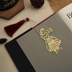 DecorTwist Premium Brass Metal Bookmarks Classical Dancer Design Gold Bookmark with Tassel Gift for Readers and Book Lovers Girl Friend Teachers Student Valentine Day Gifts