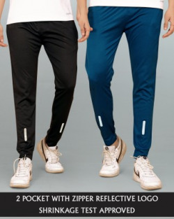 Henzila Solid Men Black, Blue Track Pants