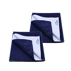 Newnik Quick Waterproof Dry Sheet Large Combo Pack of 2 Navy Blue (Each Size : 100 cm x 140 cm)