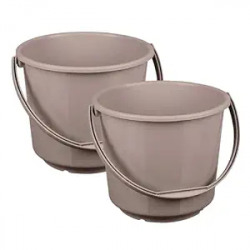 Kuber Industries Bucket | Plastic Bucket for Mopping | Bucket for Cleaning | Storage Container Bucket | Water Storage Bucket | Bathroom Bucket | Plain Bucket | 5 LTR | Pack of 2 | Brown