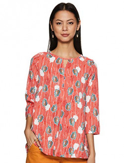 Global Desi Women's Floral Regular fit Top (SS19G385TPPRCORALXS_Coral X-Small)