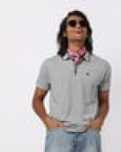 Regular Fit Heathered Polo T-Shirt with Zip Closure
