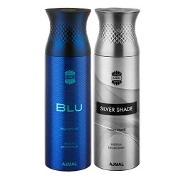 Ajmal Blu & SilverShade Deodorants Gift For Men (200 ml, Pack of 2)