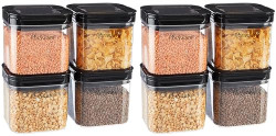 Floraware Food Safe Plastic Multiuse Square Lock & Lock Airtight Container,Multipurpose Jar, Grocery Container, BPA Free, 750 ML (Black, 2)