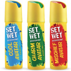 SET WET Cool, Charm and Mischief Avatar Deodorant Spray  -  For Men(450 ml, Pack of 3)