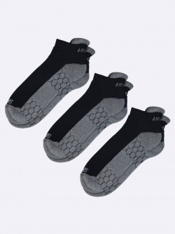 AIR GARB Pack Of 3 Pro Fit Performance Ankle Length Cushioned Cotton Compression Socks