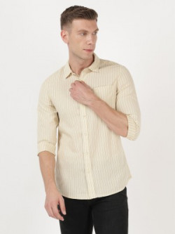 LEE Men Striped Casual White Shirt