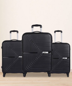 Hard Body Set of 3 Luggage 4 Wheels - ECLIPSE SET 4W - Black