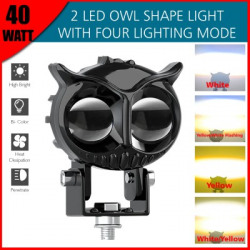 Atoray 2 Led OWL Shape LED Fog Lights, 40W White and Amber Projector All Motorbike Fog Lamp Motorbike, Car LED (12 V, 40 W)(Universal For Car, Pack of 1)