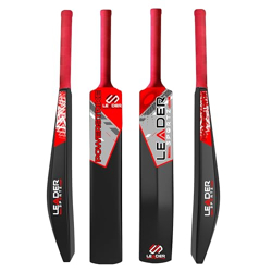 Leader Sportz Powerstrike Cricket Bat | Hard Plastic Bat Full Size | Tennis Cricket Bat for Adults | Heavy Duty Fiber Bat | Tournament-Standard Quality with Enhanced Durability & Comfort Grip (Black)