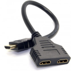 Etzin Male to Dual HDMI Female 1x2 splitter Cable(EPL-441H-002) USB Adapter(Black)