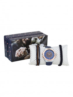 FLUID Men Watch & Leather Bracelet Gift Set