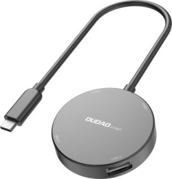 DUDAO 4 in 1 Multi Functional USB Hub with 4 USB Port and Type-C Connector A15BT USB Hub, Laptop Accessory(Grey)