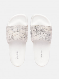 Van Heusen Woman Abstract Printed Padded Strap Sliders with Quilted Detail