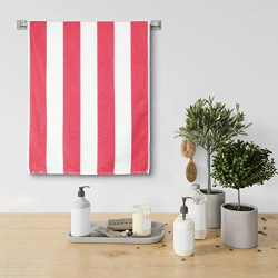 URBAN MAGIC 160GSM Soft Fabric Pink and White Polyester Bath Towel - (63 x 133 cms) - Pack of 1