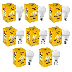 Jaquar PRIMA 9W B22 LED BULB | 9 WATT COOL WHITE B22 BASE LED BULB (PACK OF 8)