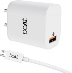 boAt 18 W Quick Charge 3 A Mobile Charger with Detachable Cable(White, Cable Included)