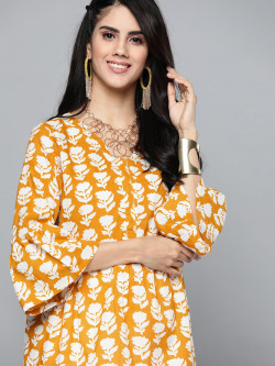 HERE&NOW Mustard  V-Neck Kurti