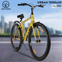 Urban Terrain Rio Cycles for Men with Complete Accessories BiCycles for Boys UT7002S27.5 27.5 T Hybrid Cycle/City Bike(Single Speed, Yellow, Black)