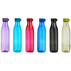 Amazon Brand - Solimo 1 Lt Water Bottle | Multicolor | Set Of 6 (Twist) - Polyethylene Terephthalate