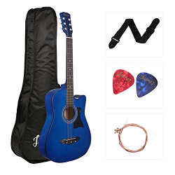Juarez Lindenwood Acoustic Guitar, 38 Inches Cutaway, Jrz38C With Bag, Strings, Pick And Strap, Blue