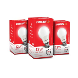 Eveready 12W LED Bulb, Cool White Day Light (6500K), E27 Base, Energy-Efficient, 4kV Surge Protection, Long-Lasting Durability, Pack of 3