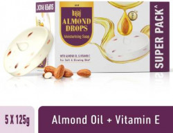 BAJAJ Almond Drops Moisturising Soap Pack of 5 with Almond Oil & Vitamin E(5 x 125 g)