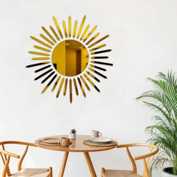 Xtore Flower Shape Wall Mirror for Home Decor (Pack of 1, Golden)