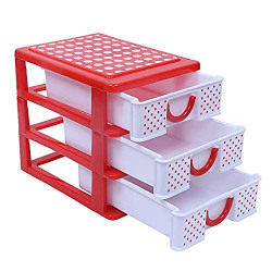 Kuber Industries 3 Layer Storage Drawer, Red, Standard, 5.51 x 7.08 x 5.9 inches, (Model: CTKTC013041)