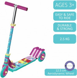SKOODLE Peppa Peg 3 Wheels Kick Scooter, Metallic Body & Adjustable for Children(Green, Pink)