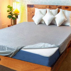 GADDA CO Fitted Double Size Waterproof Mattress Cover(Grey)