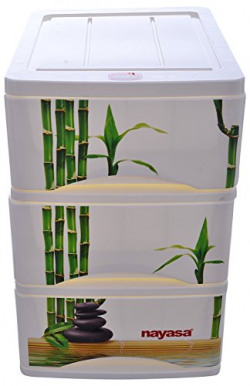 Nayasa Plastic Laundry Basket Tuckins (Green Bamboo, Standard, 30 cm x 40 cm x 46 cm)