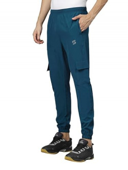 Selvia Men's Crepe Straight Casual Trackpant (592TTK544N-L_Teal Blue)