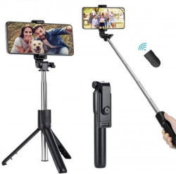 Flipkart SmartBuy R1 Bluetooth Selfie Stick with Remote, 3-in-1 Multifunctional Selfie Stick, Tripod, Monopod Stand & Mobile Stand Compatible with All Mobile Phones Bluetooth Selfie Stick(Black, Remote Included)