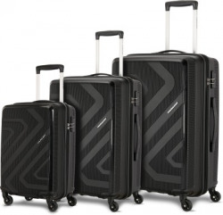 Kamiliant by American Tourister Kam Kiza Sp 3Pcset -Black Cabin & Check-in Set 4 Wheels - 27 inch