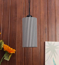 Tu Casa-TC-154.-.height-25.-.Zebra printShade.-.with Metal Base & Chain Hanging Light (B-22 Brass Holder -Bulb NOT Included).-Bed Switch-Not Included