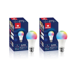 Havells Glamax 9W LED WiFi Smart B22 Bulb|Energy Efficient|Music Sync Function|Compatible with Amazon Alexa and Google Assistant|Multi User Feature|Made in India|Pack of 2