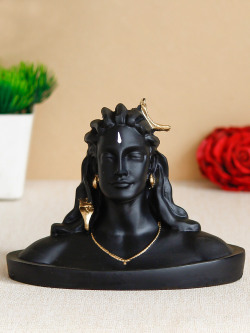 eCraftIndia Black & Gold-Toned Adiyogi Lord Shiva Polyresin Figurine Showpiece