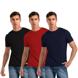 FTX Men's Round Neck Half Sleeve Multicolour T-Shirt (771_2-771_6-771_4)_M