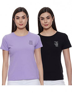 Amazon Brand - INKAST Women's Regular Fit Work Utility T-Shirt (PAG105A_Black1 & Lavender S)