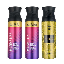 Ajmal 2 Magnetize for Men & Women and 1 Aurum Femme for Women Deodorants each 200ML Combo pack of 3 (Total 600ML)