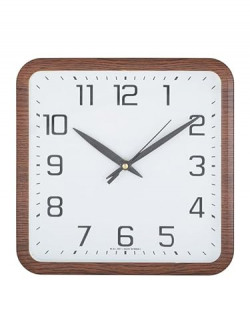 VICTOR Elegant Square Plastic Case Analog Home/Office Decor Wall Clock (Size: 24 x 5 x 24 CM | Color: Chocolate | Weight: 278 grm)