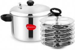 Mahavir Stainless Steel Colored 1PC Idli Cooker 6 Idli Plates (24 Idlies). Induction & Standard Idli Maker(6 Plates , 24 Idlis )