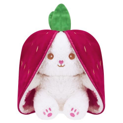 Amazon Brand - Jam & Honey Reversible Carrot Strawberry Bunny Plush Toy | Zipper | Cute Stuffed Animal | Rabbit Soft Toy |Age 3 Years and Above
