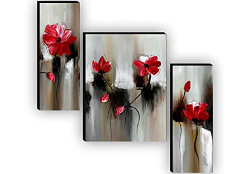 SAF paintings Set of 3 Beautiful Flower UV Textured Paintings for living room with frame 12 Inch X 18 Inch SAF-JMS6512