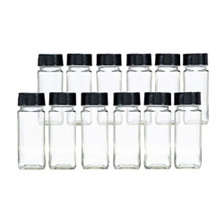 Vasukie Salt & Pepper Square Glass Spice Jar with Black Sifter Two Sided Sifter Cap,Masala jar Spice Container (Each Bottle 120ml) (10 Piece)