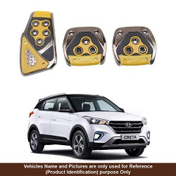 Oshotto 3 Pcs Non-Slip Manual CS-375 Car Pedals kit Pad Covers Set Compatible with Hyundai Creta (2015-2019) (Yellow)