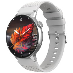 beatXP Evoke Neo 1.43 Super AMOLED Display Bluetooth Calling Smart Watch, 466 * 466px, 800 Nits, 60Hz Refresh Rate, 100+ Sports Modes, 24/7 Health Tracking, AI Voice Assistant, IP67 (Silver)