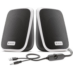 (Refurbished) Lapcare Twiny 2.0 5W X 2 Computer Speaker| Stereo Sound| Compact & Portable|Distortion Free Sound| in-line Volume Control (White)
